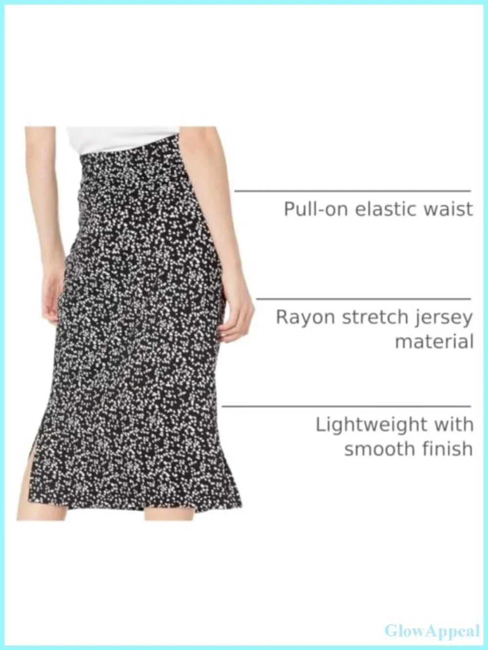 Women's Pull-On Knit Midi Skirt with Elastic Waist, Stretchy, Side Slits